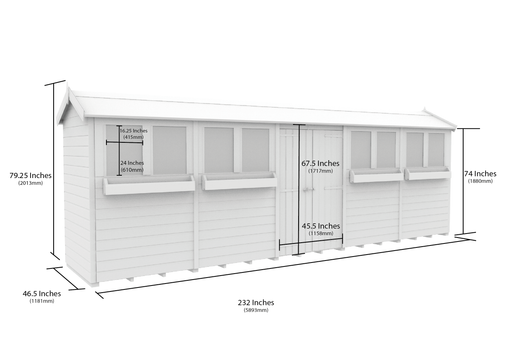 4ft x 20ft Apex Summer Shed