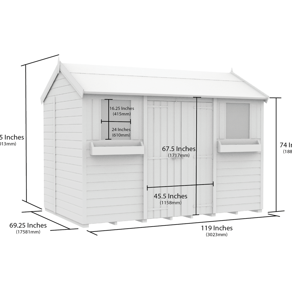 6ft x 10ft Apex Summer Shed
