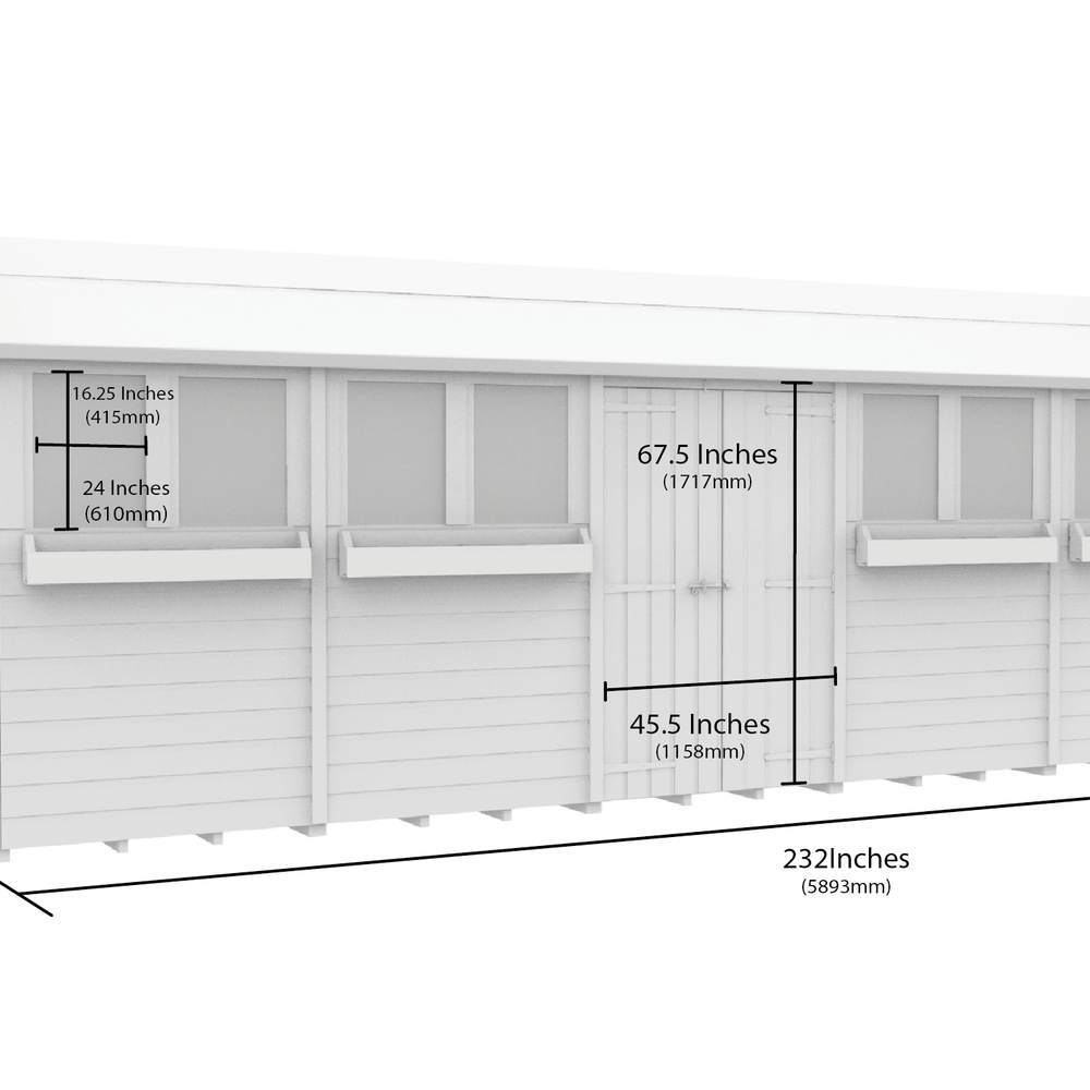 5ft x 20ft Apex Summer Shed