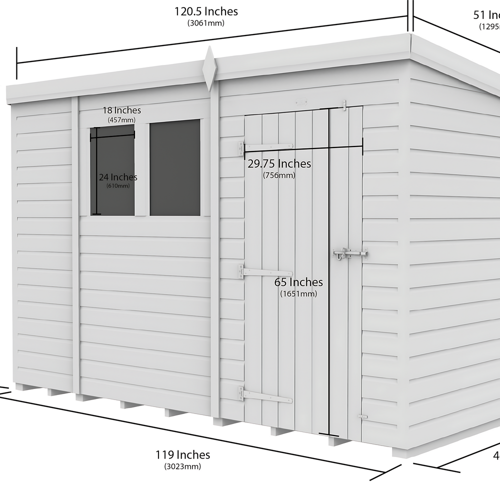 4ft x 10ft Pent Shed