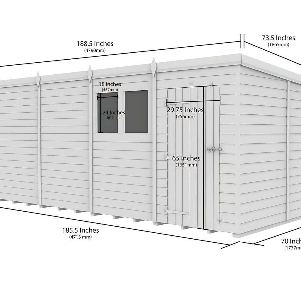 6ft x 16ft Pent Shed