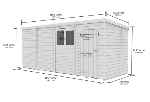 6ft x 16ft Pent Shed