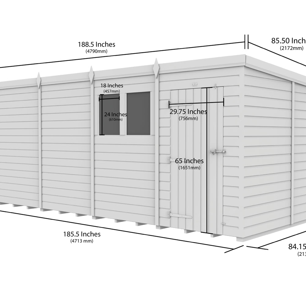 7ft x 16ft Pent Shed