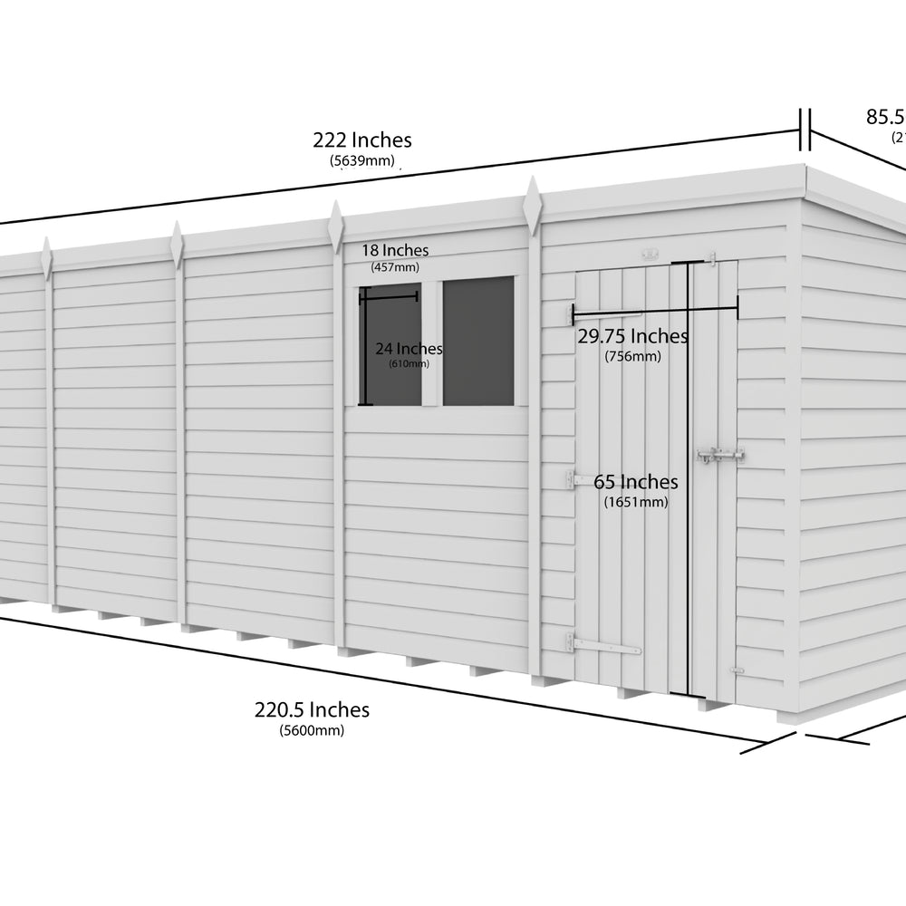 7ft x 19ft Pent Shed