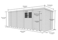 7ft x 19ft Pent Shed