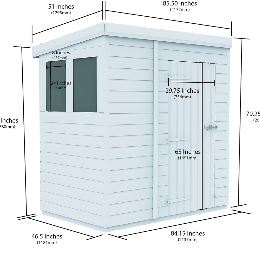 4ft x 7ft Pent Shed