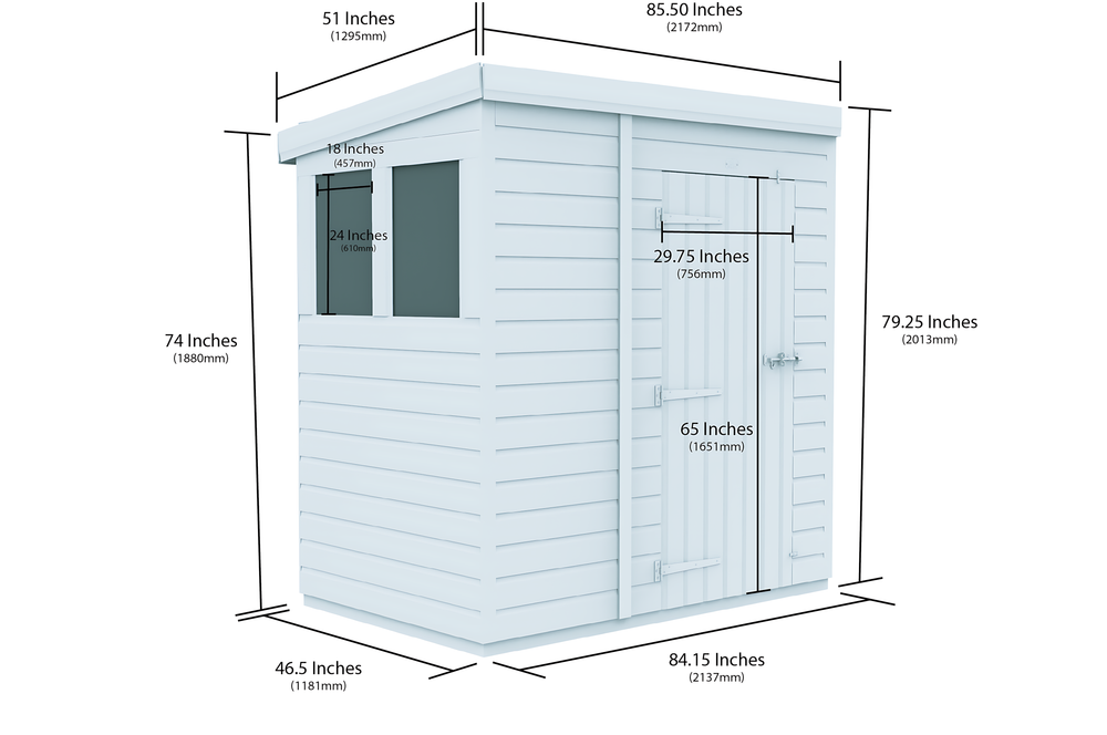 4ft x 7ft Pent Shed
