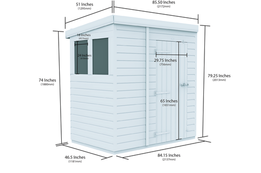 4ft x 7ft Pent Shed