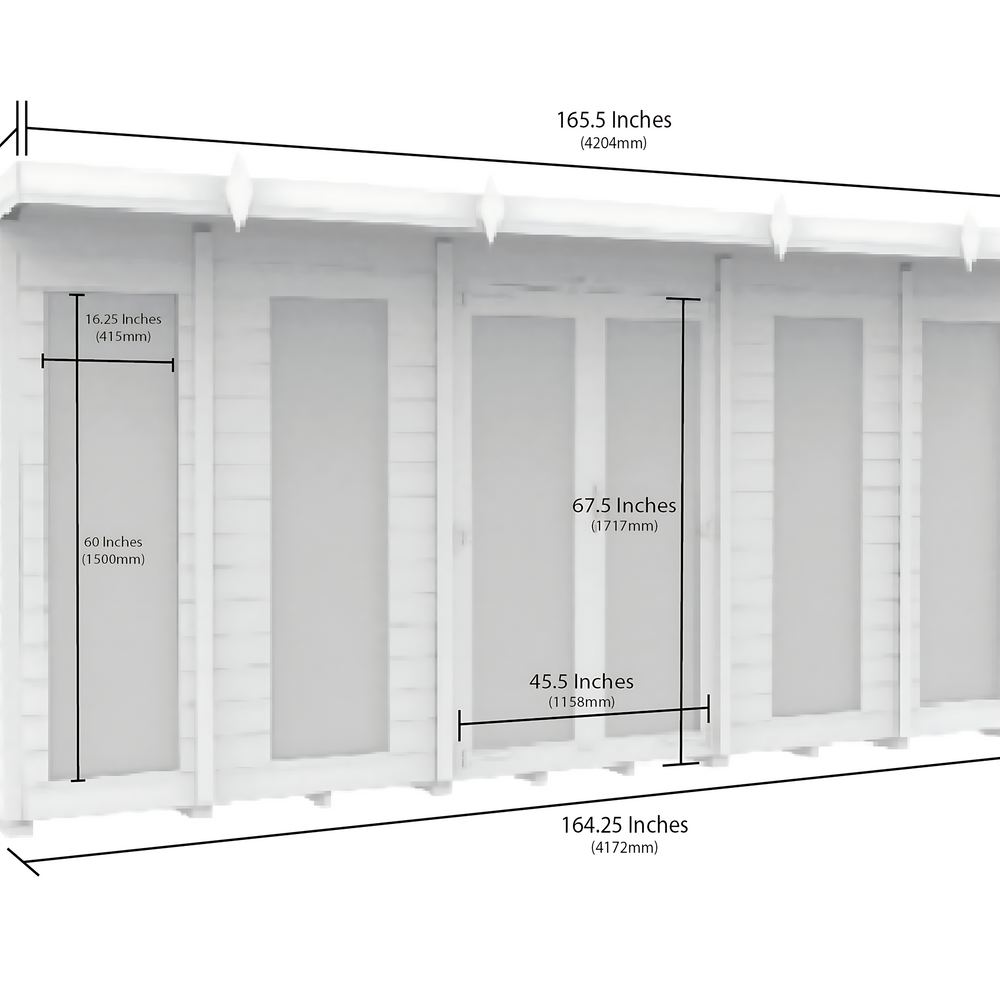5ft x 14ft Pent Summer House (Full Height Window)