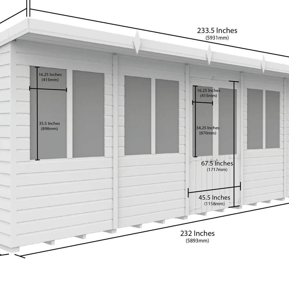 4ft x 20ft Pent Summer House