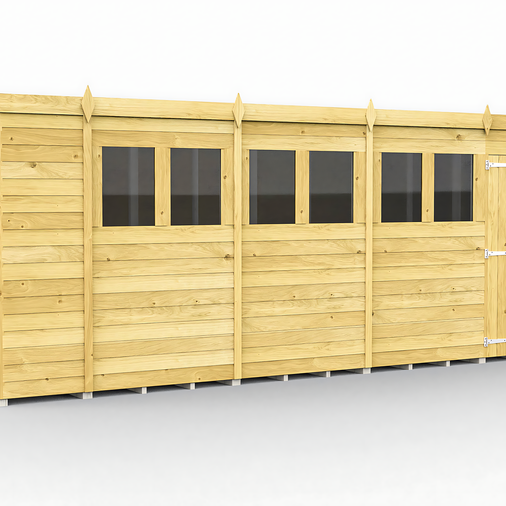 7ft x 19ft Pent Shed