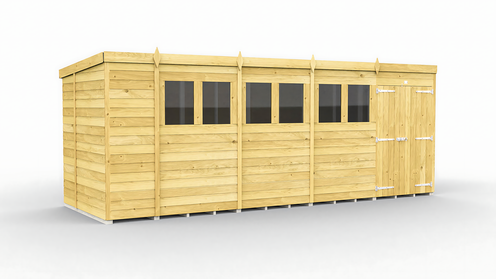 7ft x 19ft Pent Shed