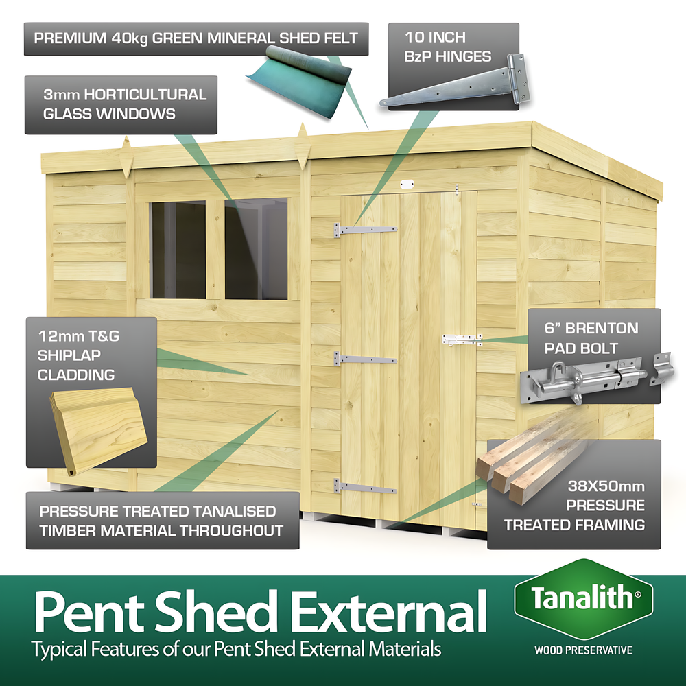 5ft x 15ft Pent Security Shed