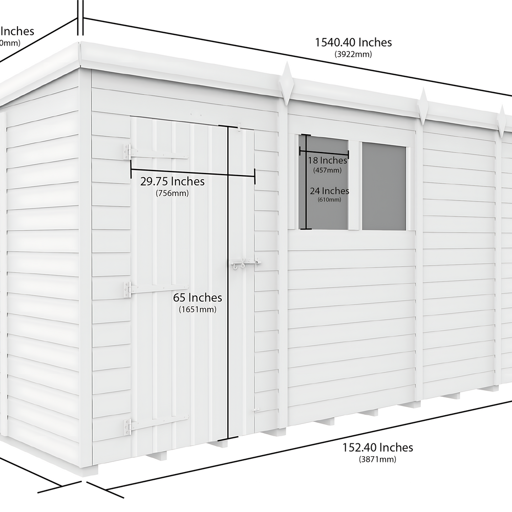 5ft x 13ft Pent Shed