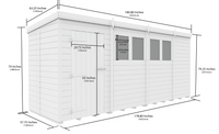 5ft x 15ft Pent Security Shed