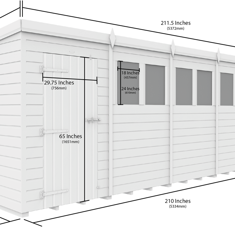 5ft x 18ft Pent Security Shed