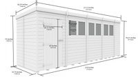 5ft x 18ft Pent Security Shed