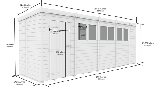 5ft x 18ft Pent Security Shed