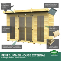 7ft x 20ft Pent Summer House (Full Height Window)