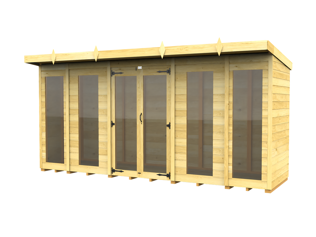 4ft x 14ft Pent Summer House (Full Height Window)