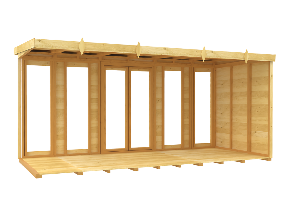 5ft x 14ft Pent Summer House (Full Height Window)