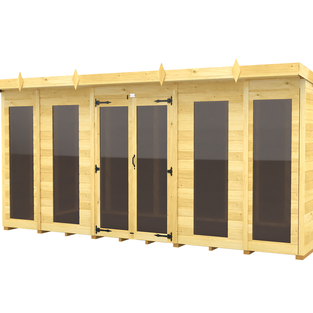 7ft x 14ft Pent Summer House (Full Height Window)