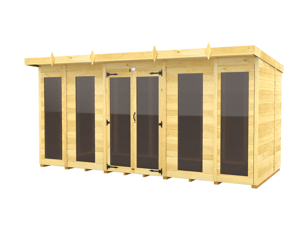 7ft x 14ft Pent Summer House (Full Height Window)
