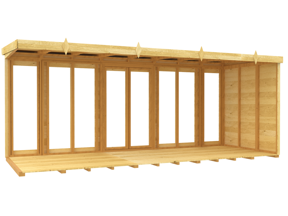 5ft x 16ft Pent Summer House (Full Height Window)