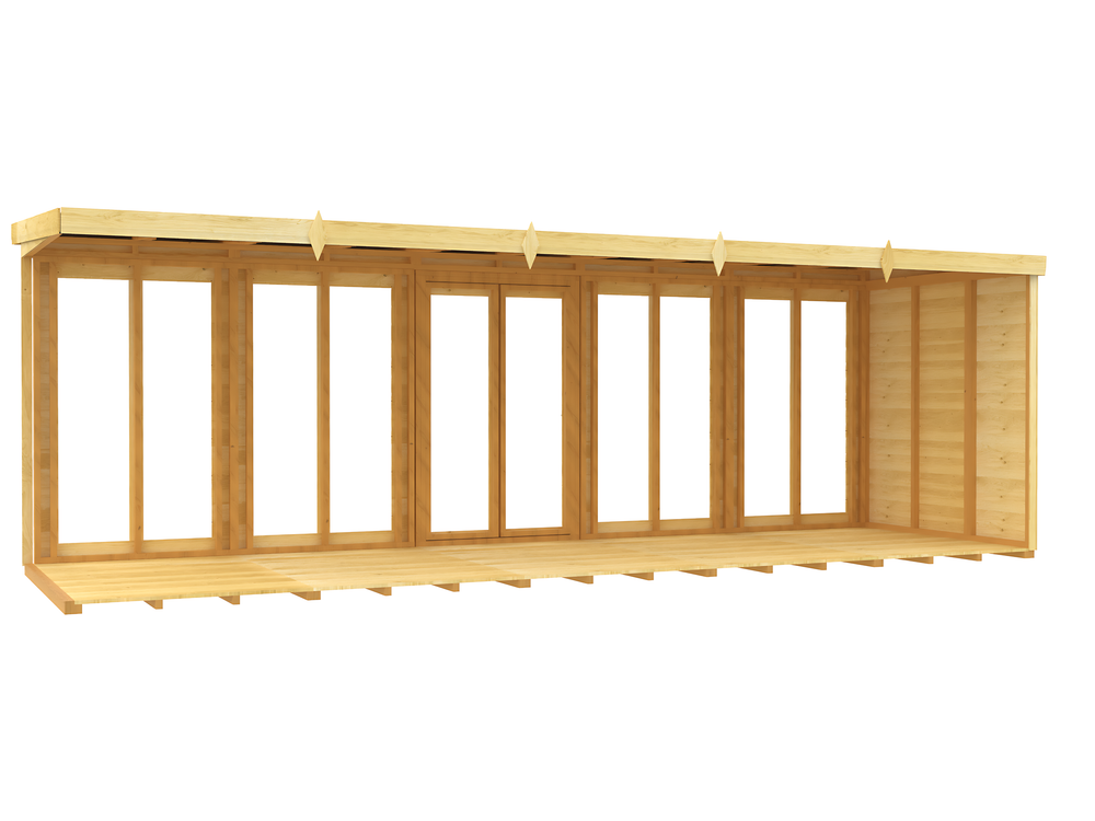 7ft x 20ft Pent Summer House (Full Height Window)