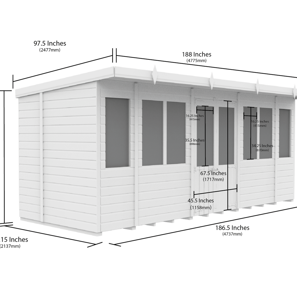 7ft x 16ft Pent Summer House