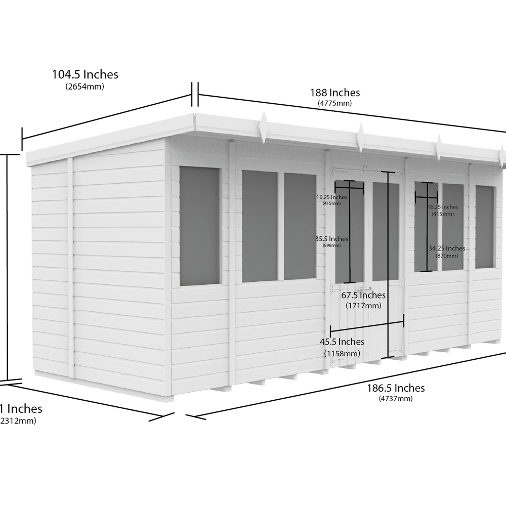 8ft x 16ft Pent Summer House