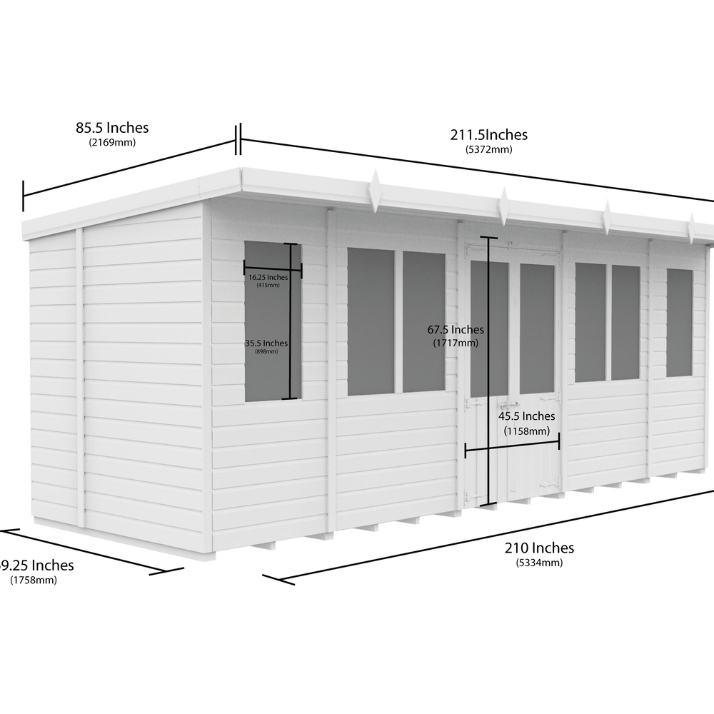 6ft x 18ft Pent Summer House