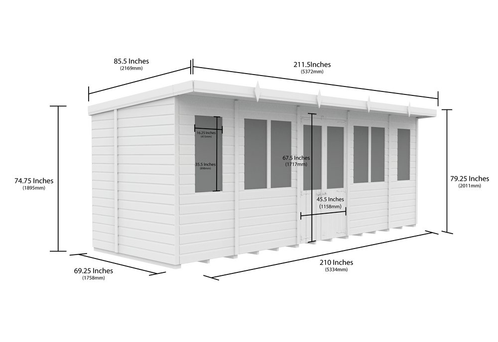 6ft x 18ft Pent Summer House