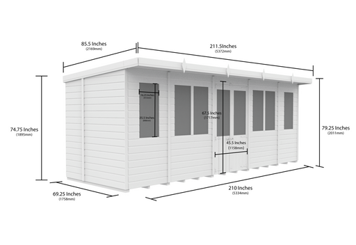 6ft x 18ft Pent Summer House