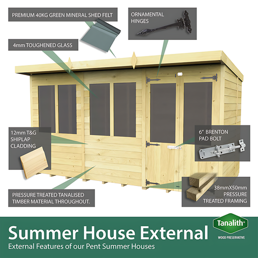 7ft Pent Summer House