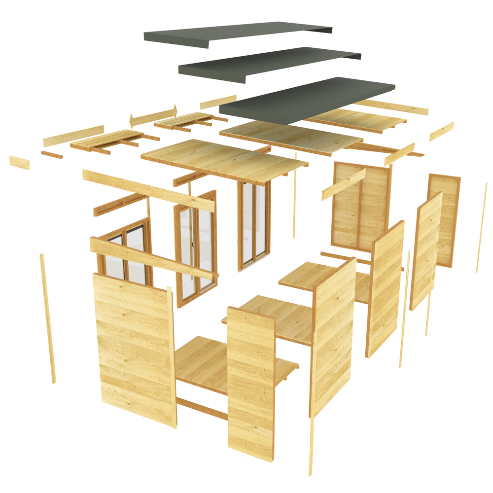 5ft x 16ft Pent Summer House (Full Height Window)