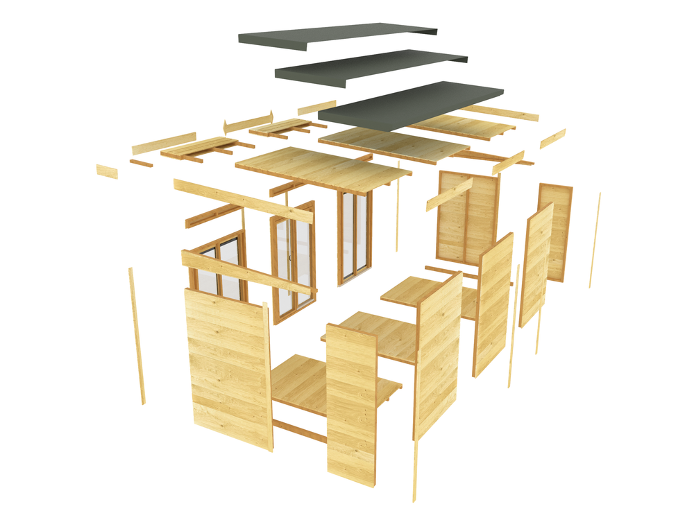 5ft x 16ft Pent Summer House (Full Height Window)