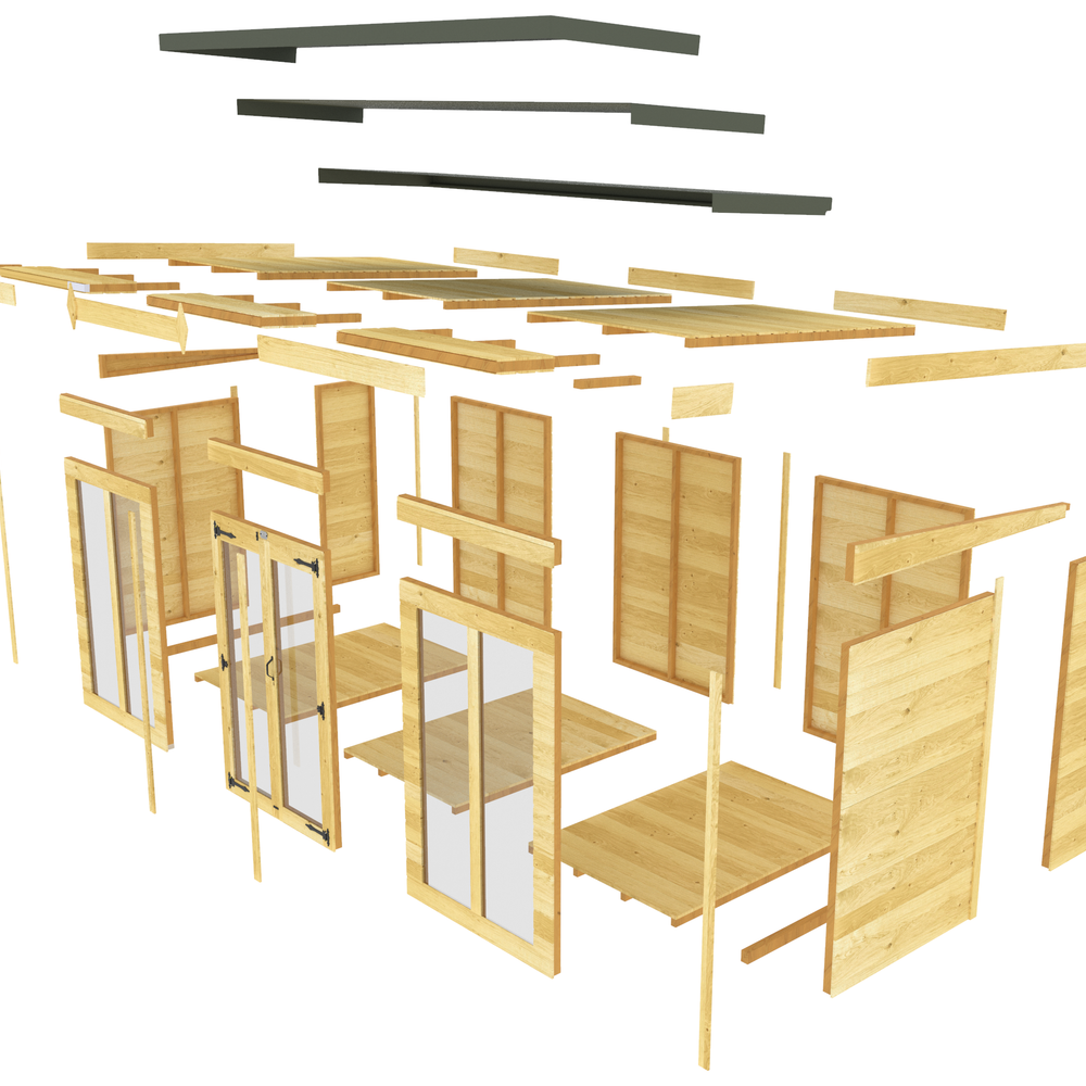 7ft x 14ft Pent Summer House (Full Height Window)