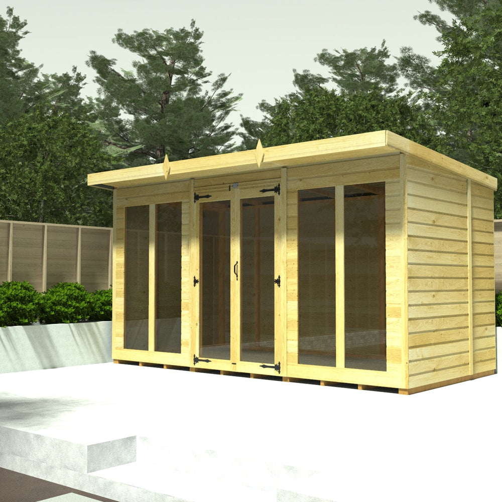 7ft x 14ft Pent Summer House (Full Height Window)