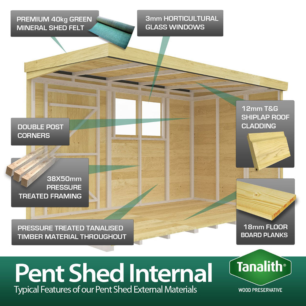 6ft Pent Summer Shed