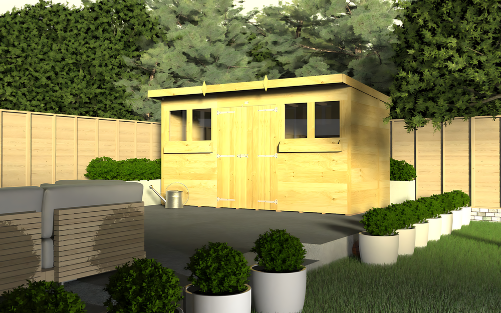 7ft x 16ft Pent Summer Shed