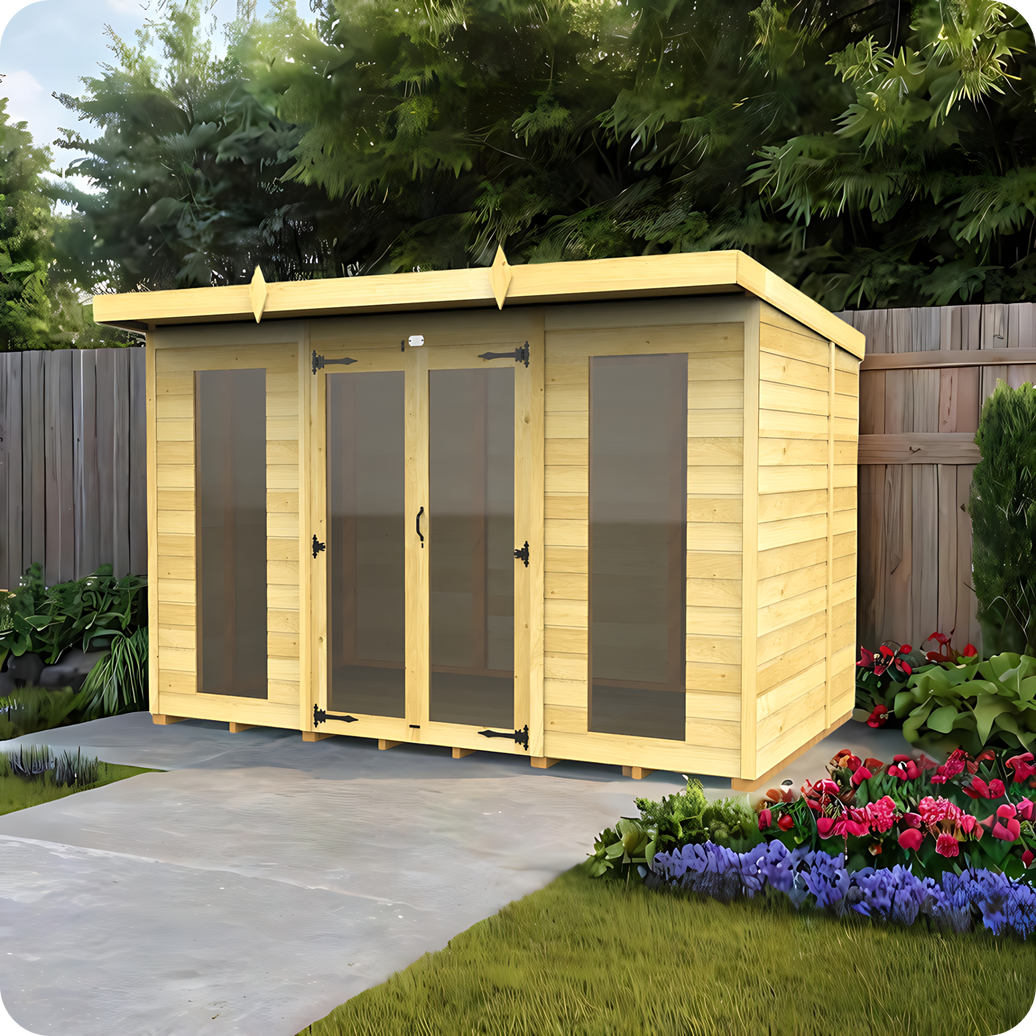 7ft Pent Summer House (Full Height Window)