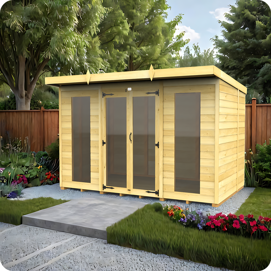 8ft Pent Summer House (Full Height Window)