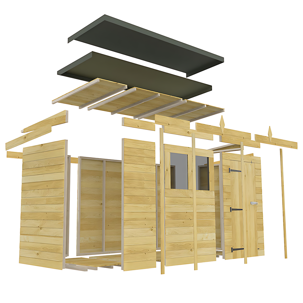 5ft x 15ft Pent Security Shed