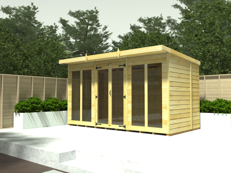 10ft x 7ft Pent Summer House (Full Height Window)